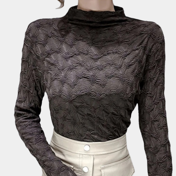 Langarmshirt mit Strukturmuster & Stehkragen | Texture Chic | Elegant & Cozy