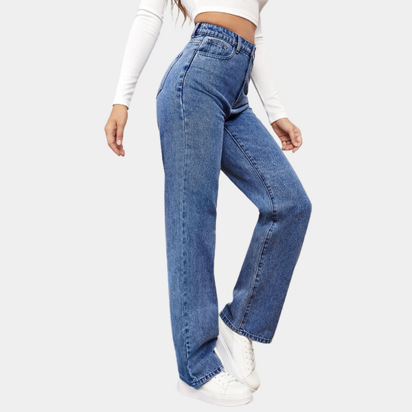 Straight Wide-Leg Jeans mit High Waist | Classic Blue | Minimal Denim Vibe