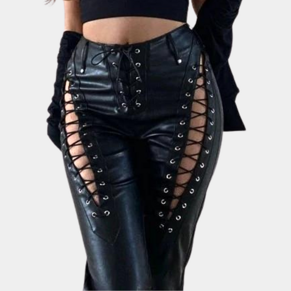 Schnür-Cut-Out-Hose in Lederoptik | Clubwear-Highlight | Mutig & Ausdrucksstark
