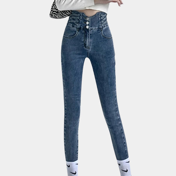 High-Waist Skinny Jeans mit Knopfleiste | Shaping Fit | Urban Denim Vibe