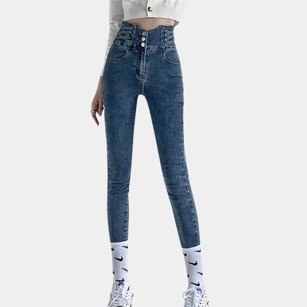 High-Waist Skinny Jeans mit Knopfleiste | Shaping Fit | Urban Denim Vibe