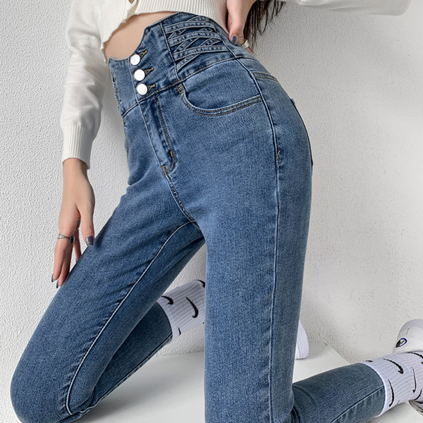 High-Waist Skinny Jeans mit Knopfleiste | Shaping Fit | Urban Denim Vibe