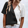 Zweifarbige Bluse mit Knopfleiste | Modern & Kontrastreich | Casual Statement-Piece