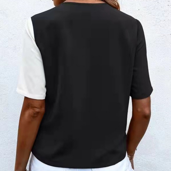 Zweifarbige Bluse mit Knopfleiste | Modern & Kontrastreich | Casual Statement-Piece