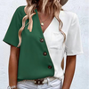 Zweifarbige Bluse mit Knopfleiste | Modern & Kontrastreich | Casual Statement-Piece