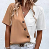 Zweifarbige Bluse mit Knopfleiste | Modern & Kontrastreich | Casual Statement-Piece