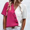 Zweifarbige Bluse mit Knopfleiste | Modern & Kontrastreich | Casual Statement-Piece