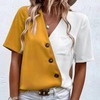 Zweifarbige Bluse mit Knopfleiste | Modern & Kontrastreich | Casual Statement-Piece