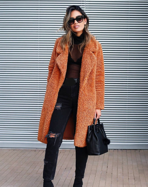 Langer Teddy-Mantel | Kuschelig & Trendig | Perfekt für kalte Tage