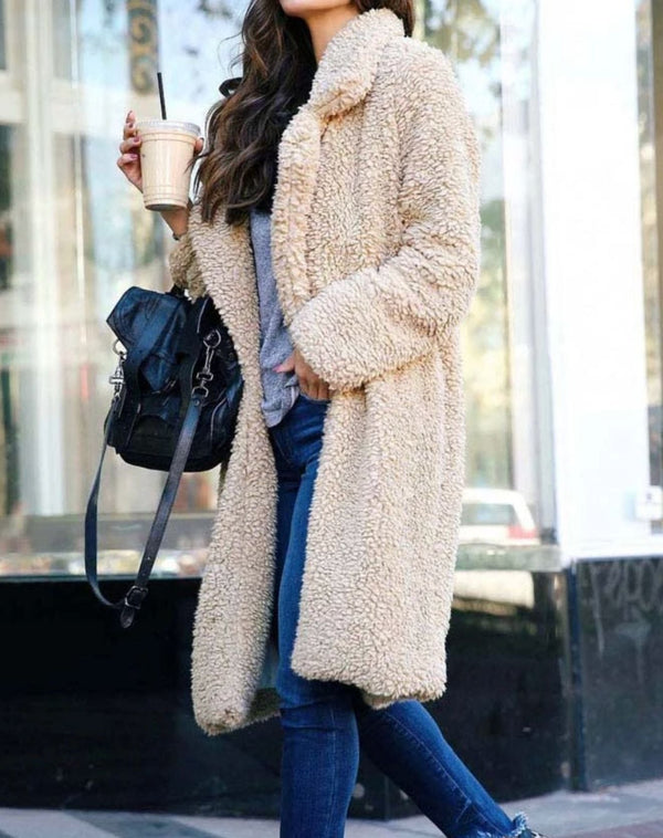 Langer Teddy-Mantel | Kuschelig & Trendig | Perfekt für kalte Tage