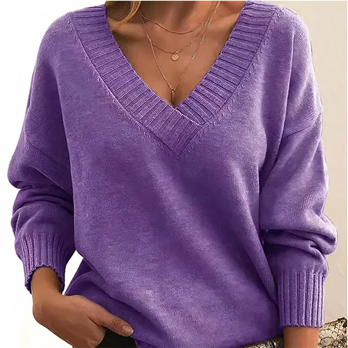 Klassischer V-Ausschnitt Pullover | Lockerer Schnitt | Perfekt für Alltag und Freizeit | Weiches Strickmaterial