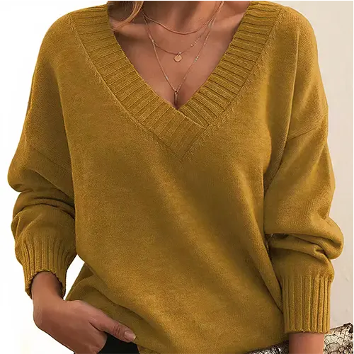 Klassischer V-Ausschnitt Pullover | Lockerer Schnitt | Perfekt für Alltag und Freizeit | Weiches Strickmaterial