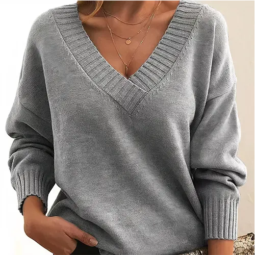 Klassischer V-Ausschnitt Pullover | Lockerer Schnitt | Perfekt für Alltag und Freizeit | Weiches Strickmaterial