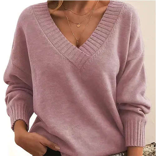 Klassischer V-Ausschnitt Pullover | Lockerer Schnitt | Perfekt für Alltag und Freizeit | Weiches Strickmaterial