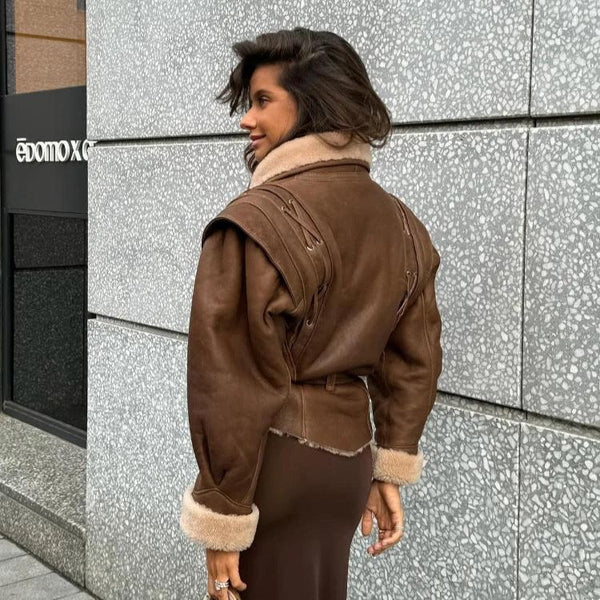 Faux-Lederjacke mit Teddyfutter | Elegant & Gemütlich | Perfekt für Übergangszeiten