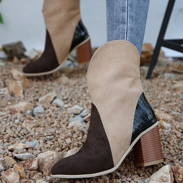 Cowboy-Stiefeletten | Mehrfarbiges Wildleder-Design | Western-Stil | Bequemer Absatz