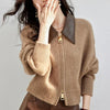 Cardigan mit Reißverschluss und Kontrastkragen | Stilvoll und Bequem | Perfekt für den Alltag