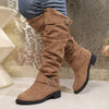 Kniehohe Stiefel | Faltenwurf & Schnallen-Details | Stilvoll & Bequem | Alltagstauglich