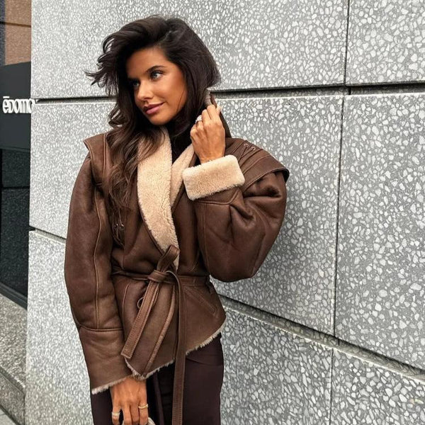 Faux-Lederjacke mit Teddyfutter | Elegant & Gemütlich | Perfekt für Übergangszeiten