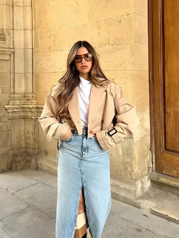 Kurzer Trenchcoat mit Gürtel | Modern & Elegant | Perfekt für den Übergang