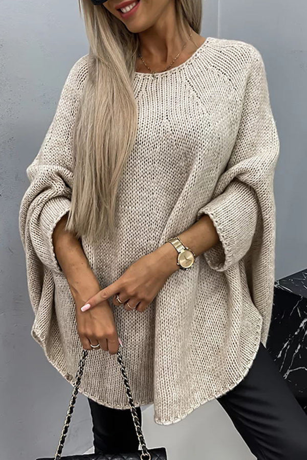 Poncho-Strickpullover | Lässiger Schnitt | Perfekt für Herbst und Winter | Weicher Stoff