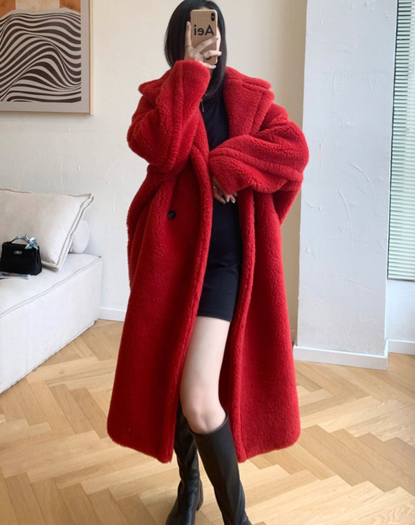 Langer Teddy-Mantel | Luxuriös & Kuschelig | Perfekt für kalte Wintertage