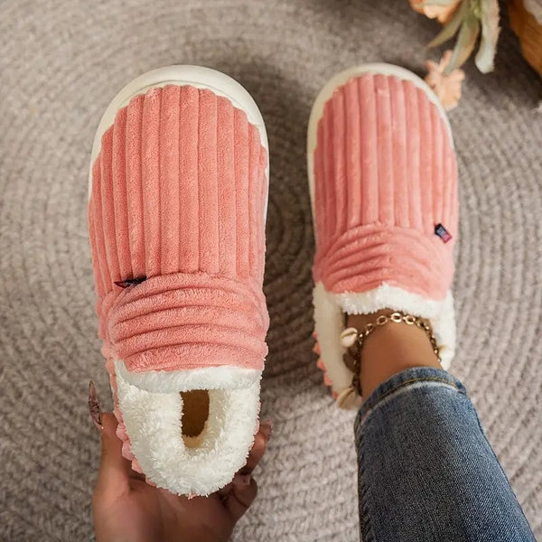 Sherpa-Gefütterte Cord-Slipper | Weich & Warm | Rutschfeste Sohle
