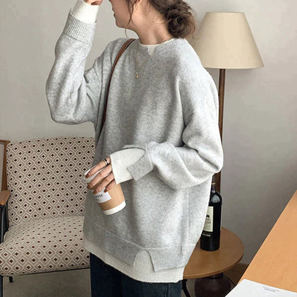Lagenlook-Pullover mit Rundhalsausschnitt | Minimalistischer Stil | Perfekt für Alltag und Freizeit