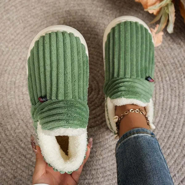 Sherpa-Gefütterte Cord-Slipper | Weich & Warm | Rutschfeste Sohle