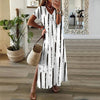 Maxikleid mit Streifenprint | V-Ausschnitt | Strand & Sommer | Luftiger Viskosemix