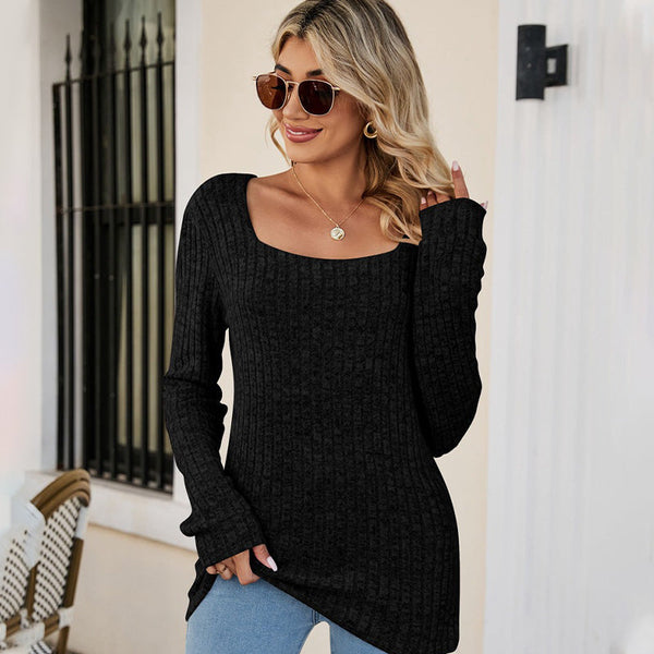 Rippenstrick-Langarmshirt mit Rundhalsausschnitt | Lässig und Feminin | Perfekt für den Alltag