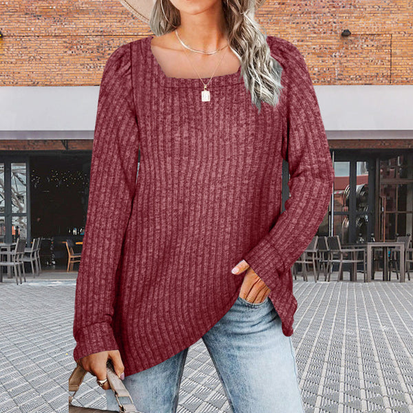 Rippenstrick-Langarmshirt mit Rundhalsausschnitt | Lässig und Feminin | Perfekt für den Alltag