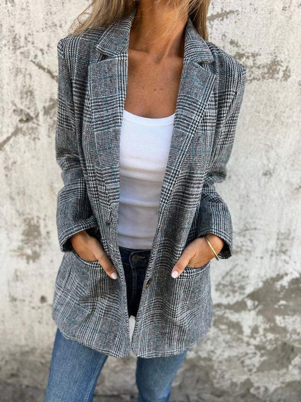 Karierter Blazer im Boyfriend-Stil | Klassisch & Lässig | Perfekt für Freizeit und Büro