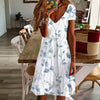 Sommerkleid mit Blätterprint & V-Ausschnitt | Frisch & Feminin | Alltag & Urlaub | Leichter Baumwollmix
