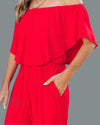 Schulterfreier Jumpsuit mit Rüschen | Eleganter Schnitt | Perfekt für Abend und Freizeit | Fließendes Design