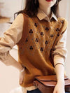 Strickweste mit Blumenmuster | Charmant & Vielseitig | Perfekt für Layering-Looks