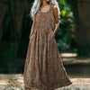 Boho Maxikleid mit Ethnomuster | Ärmellos & Gummizug in der Taille | Sommer & Natur | Weicher Viskosemix