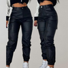 High Waist Cargo-Lederlook Hose | Glanz-Finish | Urban Street Chic