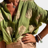 Hemdbluse mit großem Blattmuster | Nature Chic | Luftig & Ausdrucksstark