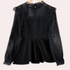 Bluse mit Spitze & Mesh-Details | Elegant Noir | Romantisch & Raffiniert
