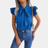 Bluse mit Schleife & Flügelärmeln | Feminine Chic | Verspielt & Elegant