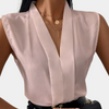 Ärmelloses Satintop mit V-Ausschnitt | Glänzender Satin | Elegant & Vielseitig