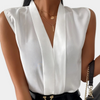 Ärmelloses Satintop mit V-Ausschnitt | Glänzender Satin | Elegant & Vielseitig
