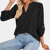 V-Ausschnitt-Bluse mit Krempelärmeln | Everyday Essential | Schlicht & Vielseitig