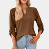V-Ausschnitt-Bluse mit Krempelärmeln | Everyday Essential | Schlicht & Vielseitig