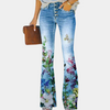 Floral Print Jeans | Boho-Flare | Denim mit Statement-Stickerei