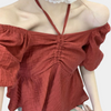 Schulterfreies Peplum-Top mit Puffärmeln | Romantischer Boho-Stil | Verspielt & Feminin