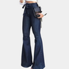 Schlagjeans | Stretch-Denim | Hoher Bund mit Bindegürtel