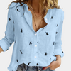 Leinenbluse mit Vogelmuster | Legere Knopfleiste | Luftiger Alltagslook