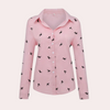Leinenbluse mit Vogelmuster | Legere Knopfleiste | Luftiger Alltagslook
